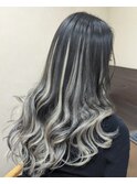 プルエクステでバレイヤージュ風ロングヘア