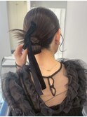 ヘアアレンジ カチモリ お団子 シニオン 結婚式 二次会 お呼ばれ