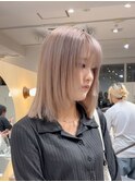 ミルクティーベージュ/顔周りレイヤー/ナチュラルハイトーン渋谷