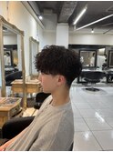 シャドウパーマ　メンズパーマ　縦落ちパーマ　波巻きパーマ