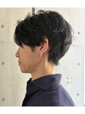 センターパートパーマ