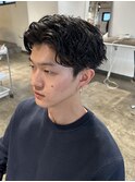 ツイストスパイラルパーマセンターパートラルフカール刈上げ