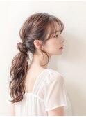 マロンベージュ/ことりベージュ/ルーズポニーテール/艶髪