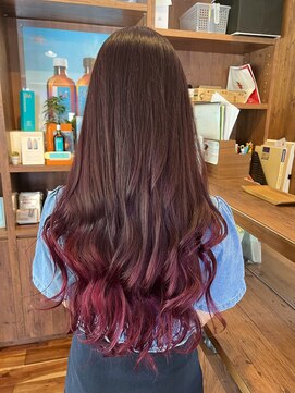 ルーム(Room) ピンクブラウン/ピンクグラデーションカラー/韓国ロングヘア