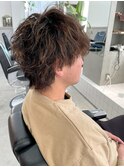ニュアンスパーマ ウルフカット ハイライト