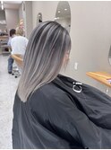 バレイヤージュ デザインカラー 三宮 ブリーチ シルバー 元町
