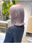 渋谷ブリーチカラータッセルボブ顔周りレイヤー切りっぱなしボブ