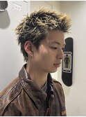 横浜メンズハイトーンスパイキーショート金髪短髪アップバング◆