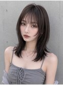 小顔カット顔周りレイヤーナチュラルグレージュカラー
