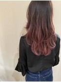 ロングレイヤー×ピンクグラデーション