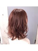 愛され外ハネミディ×チェリーピンク