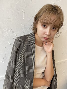 テンバイシオミエイチ(10 by shiomi H) 春パーマ×ボブ×ハイトーンシアーグレージュ/ウザバング