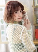 春パーマシースルーバングくせ毛風波巻きボブa川口20代30代40代