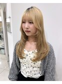 レイヤーロングぱっつん前髪