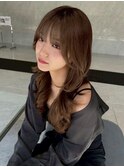 ショコラブラウン　透明感カラー　レイヤーカット　韓国ヘア