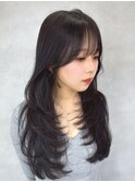 【小顔レイヤーカット】くすみベージュ/暗髪/韓国風巻き