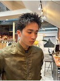 スパイキーショートメンズ刈り上げボックスショート眉毛カット