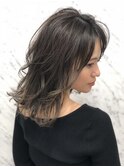 グレージュハイライト ×シースルーバング Allure 千葉英樹