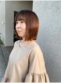 切りっぱなし大人ボブ/ニュアンスカラー/前髪パーマ