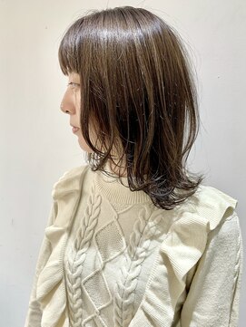 フォーク FOLK 【FOLK】透明感カラーオリーブグレージュ☆ふわっとミディアム♪