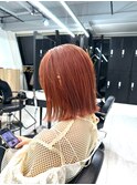 オレンジベージュ_切りっぱなしボブ_ダブルカラー