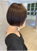小顔見せショートベージュカラーブリーチしない透明感カラー