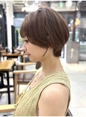 透明感カラー ボブ 前髪 ショート カラー ブリーチ&ダブルカラー