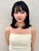 エジョン 三鷹店(Aejon)&nbsp;顔まわりレイヤーカット姫カットレイヤーアプリコットオレンジ