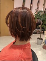 ドゥ スタイル 三国ヶ丘店(Duex Style) 白髪暈し★艶やかオレンジハイライト×ミディアムウルフレイヤー