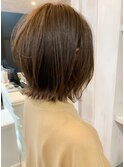 福山市ヘアカラー人気caary透明感 切りっぱなし外ハネベージュ