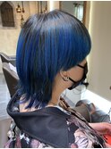 ダブルカラーレイヤーボブミディアムレイヤーショートウルフボブ