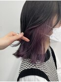 韓国風インナーカラー×ラベンダー/イヤリングカラー