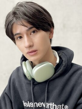 フイ 代々木(Hui) メンズ/アップバング/ツーブロックマッシュ/束感ショート波巻き