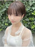 ミニーショート#黒髪#ボブルフ#小顔#ネビージュ#ワンレン