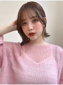 大人可愛い10代20代30代小顔インナーカラーボブ×ラテベージュ