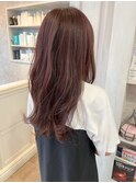 福山人気caaryイルミナカラーピンクブラウンロングヘア巻き髪