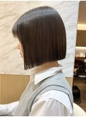 【北澤華】暗髪カラー切りっぱなしボブ/縮毛矯正