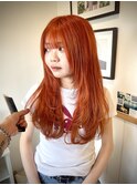 オレンジカラー レイヤーカット