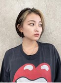 原宿ローライトブリーチダブルカラーインナーカラーショートボブ