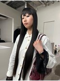 バングカット/黒髪ロング/縮毛矯正/ストレート/髪質改善