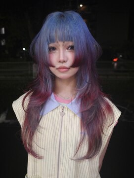 原宿/ウルフカット レイヤー デザインカラー ルーツカラー 