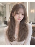 ミルクティーカラー/透明感カラー/バタフライレイヤー/小顔ヘア