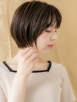 カバーヘア ブリス 大宮西口(COVER HAIR bliss) 黒髪ダークアッシュ大人美人小顔丸みハンサムショート30代40代W