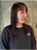 顔まわりレイヤー レッドブラウン
