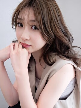 シェリー(Cherie) 顔周りレイヤー シースルーバング ミルクティーベージュ