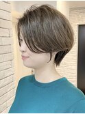白髪ぼかし/ひし形/癖毛/大人ショートボブ/60代50代40代