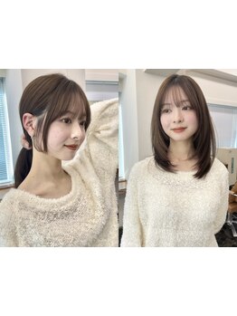 【レイヤーカット、顔周りカット、おくれ毛】顔周りのバランスを見極めあなたの魅力を引き出します♪