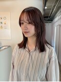 顔まわりレイヤー×ワインレッドカラー