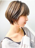20代30代40代抜け感ショートレイヤーモカブラウン