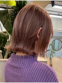 横浜西口ダブルカラータッセルボブピンクブラウンピンクベージュ